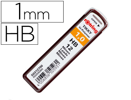 MINAS ROTRING GRAFITE 1 MM HB ESTOJO DE 12 MINAS