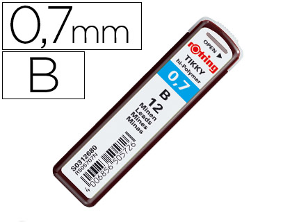 MINAS ROTRING GRAFITE 0,7 MM B ESTOJO DE 12 MINAS