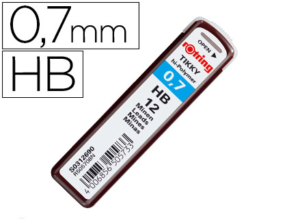 MINAS ROTRING GRAFITE 0,7 MM HB ESTOJO DE 12 MINAS