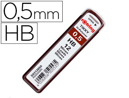 MINAS ROTRING GRAFITE 0,5 MM HB ESTOJO DE 12 MINAS