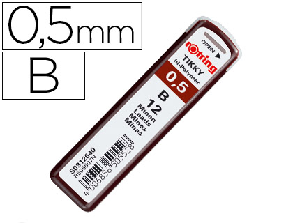 MINAS ROTRING GRAFITE 0,5 MM B ESTOJO DE 12 MINAS