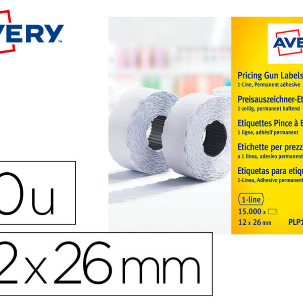 ETIQUETA AVERY 1 LINHA ADESIVO PERMANENTE 26X12 MM BRANCA ROLO DE 1500 UNIDADES CAIXA DE 10 UNIDADES