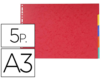 SEPARADOR EXACOMPTA CARTOLINA BRILHO CONJUNTO DE 5 SEPARADORES DIN A3 AO BAIXO MULTIFURADO