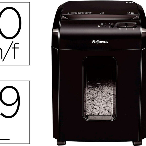DESTRUIDORA DE DOCUMENTOS FELLOWES 10M CAPACIDADEE DE CORTE 10 F SEGURANCA P5 DESTROI AGRAFES E CARTOES DE CREDITO CESTO