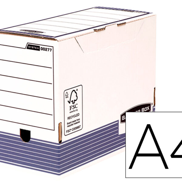 CAIXA PARA ARQUIVO MORTO FELLOWES A4 CARTAO RECICLADO 100% LOMBADA 150 MM MONTAGEM AUTOMATICA COR AZUL