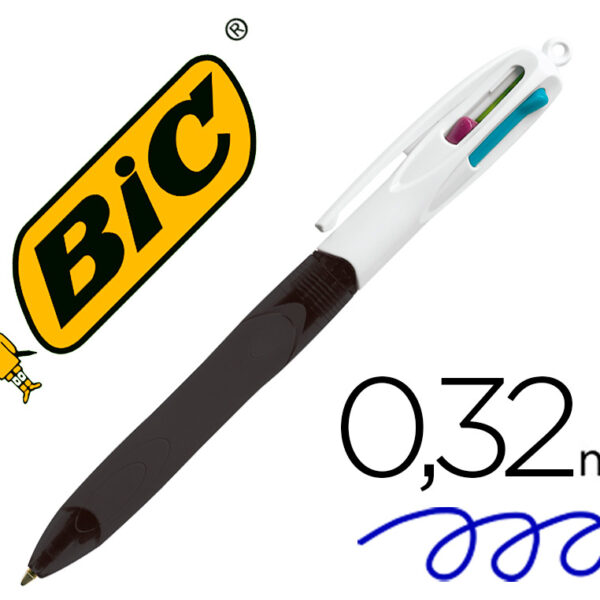 ESFEROGRAFICA BIC QUATRO CORES COM GRIP CORE PRETO PONTA 1,3 MM