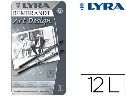 LAPIS DE GRAFITE LYRA REMBRAND ART DESIGN CAIXA DE 12 GRADUACOES 6B-5B-4B-3B 2B-B-HB-F-H-2H-3H-4H