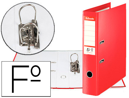 PASTAS DE ARQUIVO DE ALAVANCA ESSELTE Nº 1 POLIPROPILENO FOLIO LOMO 75 MM VERMELHO