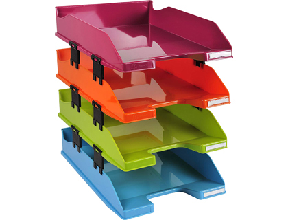TABULEIRO DE SECRETARIA EXACOMPTA PLASTICO ARLEQUIN SET DE 4 UNIDADES CORES SORTIDAS 346X254X243 MM