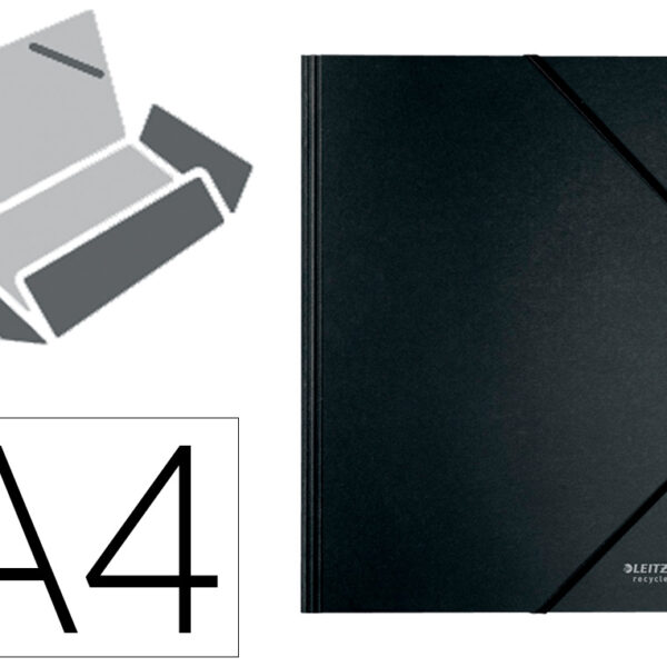 PASTA LEITZ RECYCLE ELASTICOS DIN A4 CARTAO RECICLAVEL 100% PRETO