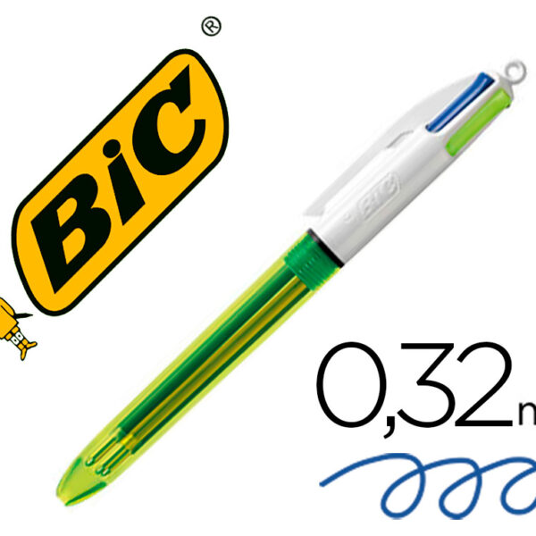 ESFEROGRAFICA BIC QUATRO CORES AZUL / PRETO / VERMELHO / AMARELO FLUOR PONTA MEDIA 1 MM