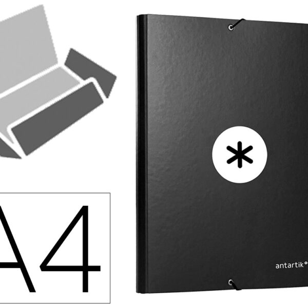 PASTA DE ELASTICOS ANTARTIK DIN A4 3 ABAS CARTAO FORRADO COR PRETO