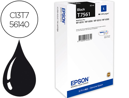 TINTEIRO EPSON T7561 PRETO L WF-8010DW / 8090D3TWC / 8510DWF / 8590DWF CAPACIDADE 2500 PAG